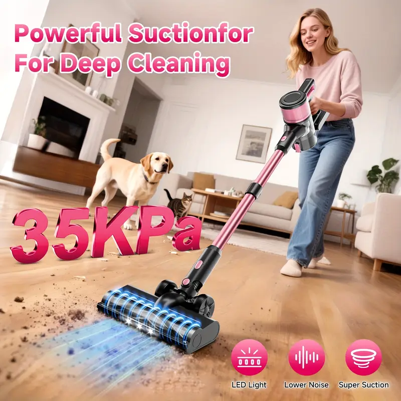 Cordless Vacuum Cleaner, 35Kpa Powerful Stick Vacuum