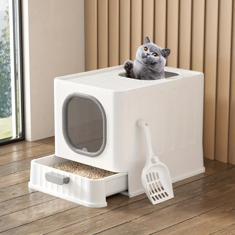 [Odorless Cat Litter Box] Odorless Large Enclosed Cat Litter Box