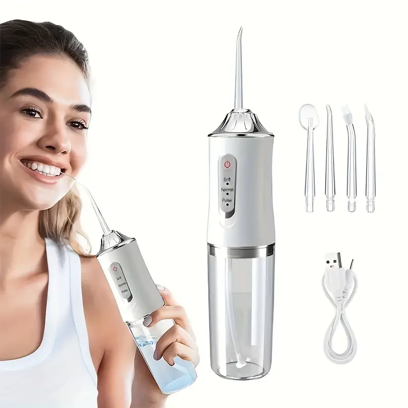 [360° Rotating Nozzle Electric Flosser] Smart Electric Water Flosser with Precision Pressure Control, 360° Rotating Nozzle