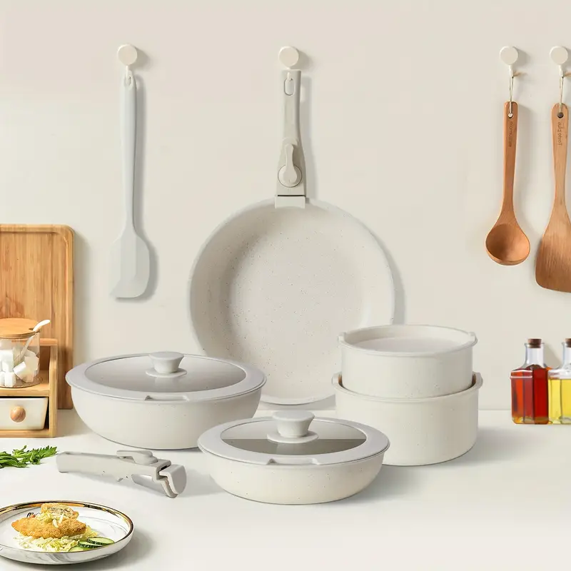 12pcs Cookware Sets White Granite Kitchen Accessories
